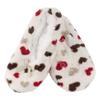 BambooMN Adult Women's Soft Fuzzy Furry Home Non-Slip Lined Slipper Socks, Travel Indoor House Slippers, White Hearts, Extra Large, 1 Pair view 1