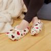 BambooMN Adult Women's Soft Fuzzy Furry Home Non-Slip Lined Slipper Socks, Travel Indoor House Slippers, White Hearts, Extra Large, 1 Pair view 2