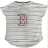 Boston Red Sox Women's V-Neck Striped T-Shirt (Medium) view 1