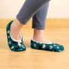 BambooMN Adult Women's Soft Fuzzy Furry Home Non-Slip Lined Slipper Socks, Travel Indoor House Slippers, Blue Hearts, Extra Large, 1 Pair view 2