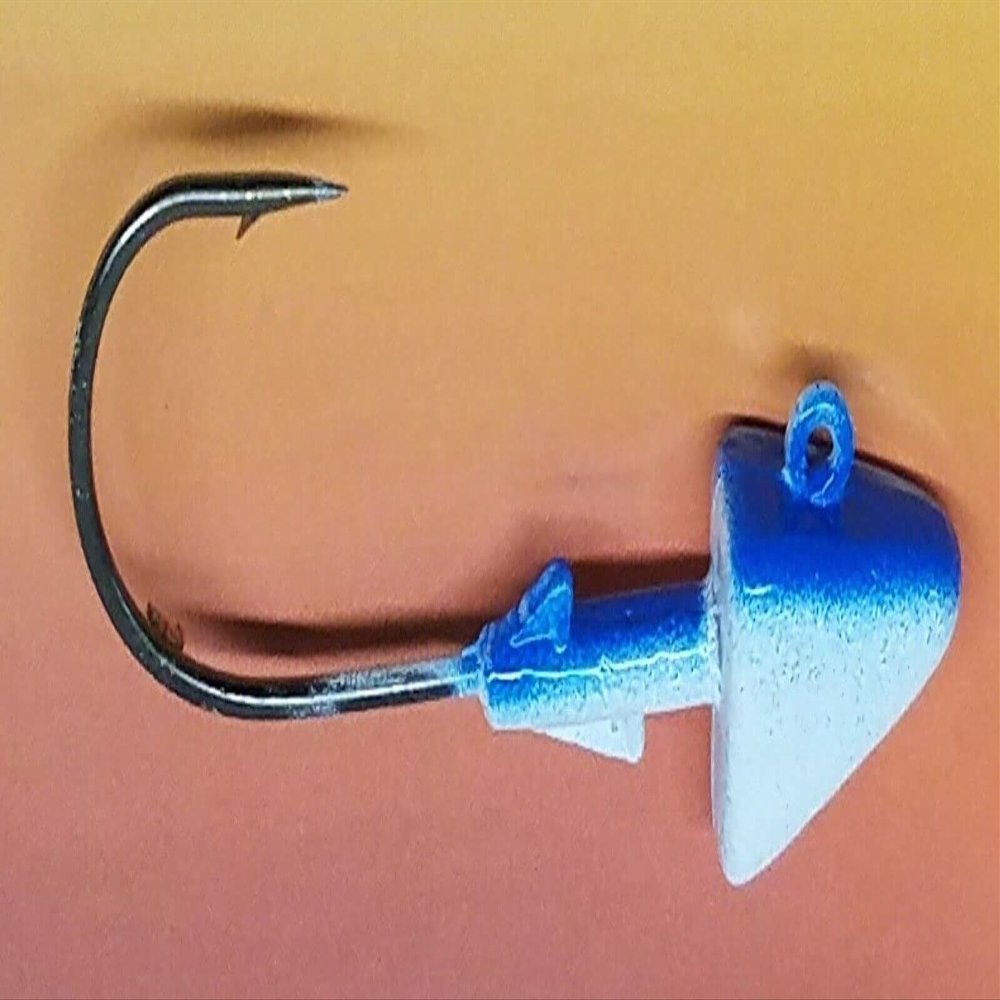 10 "Shad Jig Head Striper Bass Saltwater Lure B/N Ultra Point Hook-Wh/Bl 3/8oz
