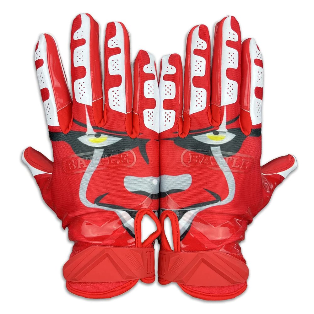 Battle Sports Clown 23 Wide Receiver Football Gloves, Ultra-Tack Sticky & Grip Gloves, No Slip - Adult Medium