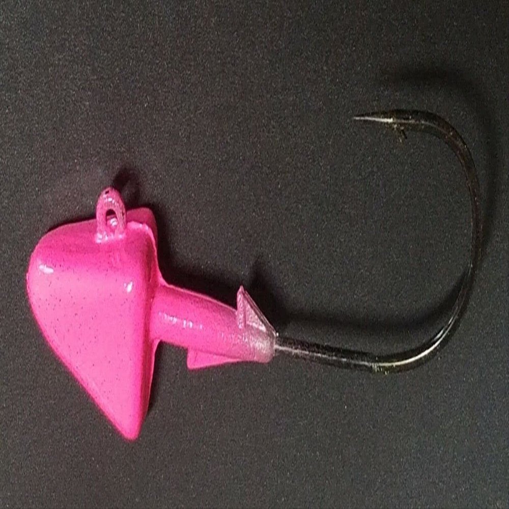 10 "Shad Jig Head Striper Bass Saltwater Lure B/N Ultra Point Hook - Pink 1/4oz