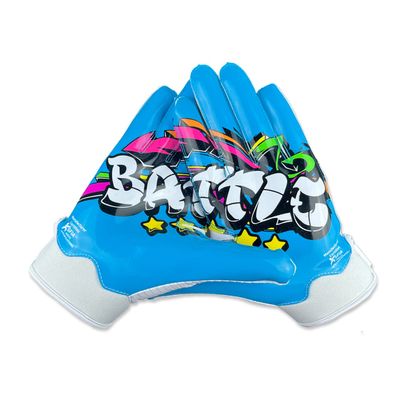 Battle Sports Graffiti23 Wide Receiver Football Gloves, Ultra Stick Adult & Youth Gloves - Youth Medium, Blue
