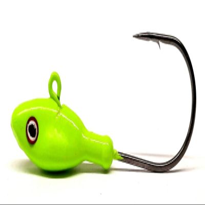10 "H Minnow Jig Heads Striper Walleye Fluke Fresh Water Ultra Point Hook- Char 1/2oz