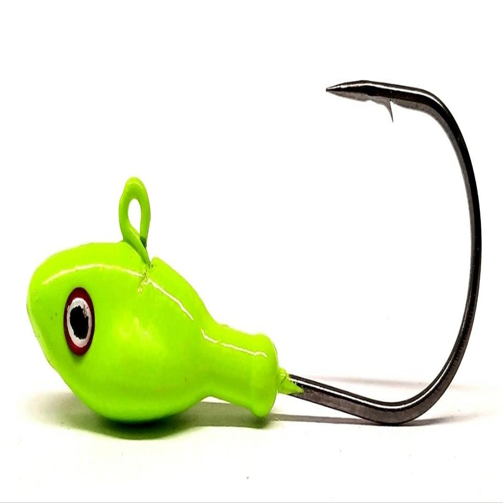 10 "H Minnow Jig Heads Striper Walleye Fluke Fresh Water Ultra Point Hook- Char 1/2oz