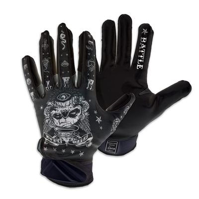 Battle Sports Speed Freak Black Wide Receiver Football Gloves, Ultra-Tack Sticky & Grip Gloves, No Slip - Adult Small