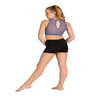 DANZNMOTION Girls Gracelle Twist Front Top 23308C (Bijou Blue, Girls 8-10)
