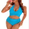 Blooming Jelly Tummy Control Swimsuits for Women Push Up High Waisted Bikini Sets Two Piece Swimsuit Small, Aqua Blue view 1