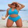 Blooming Jelly Tummy Control Swimsuits for Women Push Up High Waisted Bikini Sets Two Piece Swimsuit Small, Aqua Blue view 4