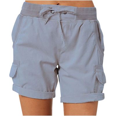 XUNRYAN Cargo Shorts Womens Summer Running Athletic Workout Short Cargo Pants Elastic High Waisted Hiking Bermuda Shorts
