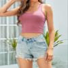 Workout Crop Tops for Women Tank Top Cropped Athletic Shirt Racerback Tanks Sleeveless Undershirt Fitted Summer Tops Gym Exercise Clothes Work Out Running Activewear 3 Pack Black/Red/Rose S view 2