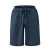 GOKKILRW Linen Shorts for Men Classic Fit Casual Elastic Waist Drawstring Summer Beach Shorts Lightweight Beach Shorts(Navy,X-Large) view 3