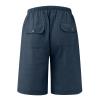 GOKKILRW Linen Shorts for Men Classic Fit Casual Elastic Waist Drawstring Summer Beach Shorts Lightweight Beach Shorts(Navy,X-Large) view 4