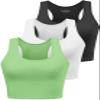 Workout Crop Tops for Women Tank Top Cropped Athletic Shirt Racerback Tanks Sleeveless Undershirt Fitted Summer Tops Gym Exercise Clothes Work Out Running Activewear 3 Pack Black/White/Green L view 1