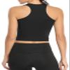 Workout Crop Tops for Women Tank Top Cropped Athletic Shirt Racerback Tanks Sleeveless Undershirt Fitted Summer Tops Gym Exercise Clothes Work Out Running Activewear 3 Pack Black/White/Green L view 4