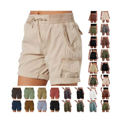 XUNRYAN Cargo Shorts Womens Summer Running Athletic Workout Short Cargo Pants Elastic High Waisted Hiking Bermuda Shorts