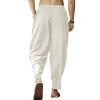GOKKILRW Mens Cotton Linen Pants Drawstring Elastic Waist Lightweight Casual Pants Slim Fit Yoga Beach Pants with Pockets(Beige,Large) view 3
