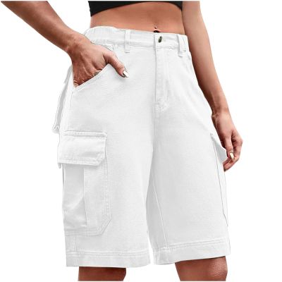 XUNRYAN Cargo Shorts Womens Summer Running Athletic Workout Short Cargo Pants Elastic High Waisted Hiking Bermuda Shorts