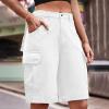 XUNRYAN Cargo Shorts Womens Summer Running Athletic Workout Short Cargo Pants Elastic High Waisted Hiking Bermuda Shorts view 2