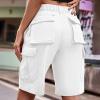 XUNRYAN Cargo Shorts Womens Summer Running Athletic Workout Short Cargo Pants Elastic High Waisted Hiking Bermuda Shorts view 4