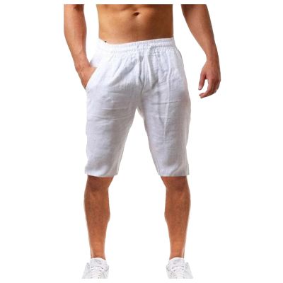 GOKKILRW Mens Linen Shorts 5 inch Inseam Casual Lightweight Workout Gym Yoga Shorts for Men Summer Beach Shorts(White,Small)