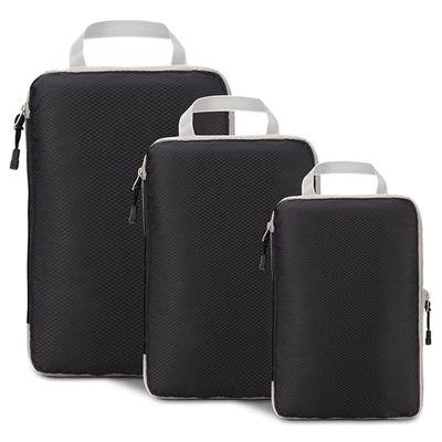 AUXDIQ 3 PCS Compression Packing Cubes Travel Organizer Black