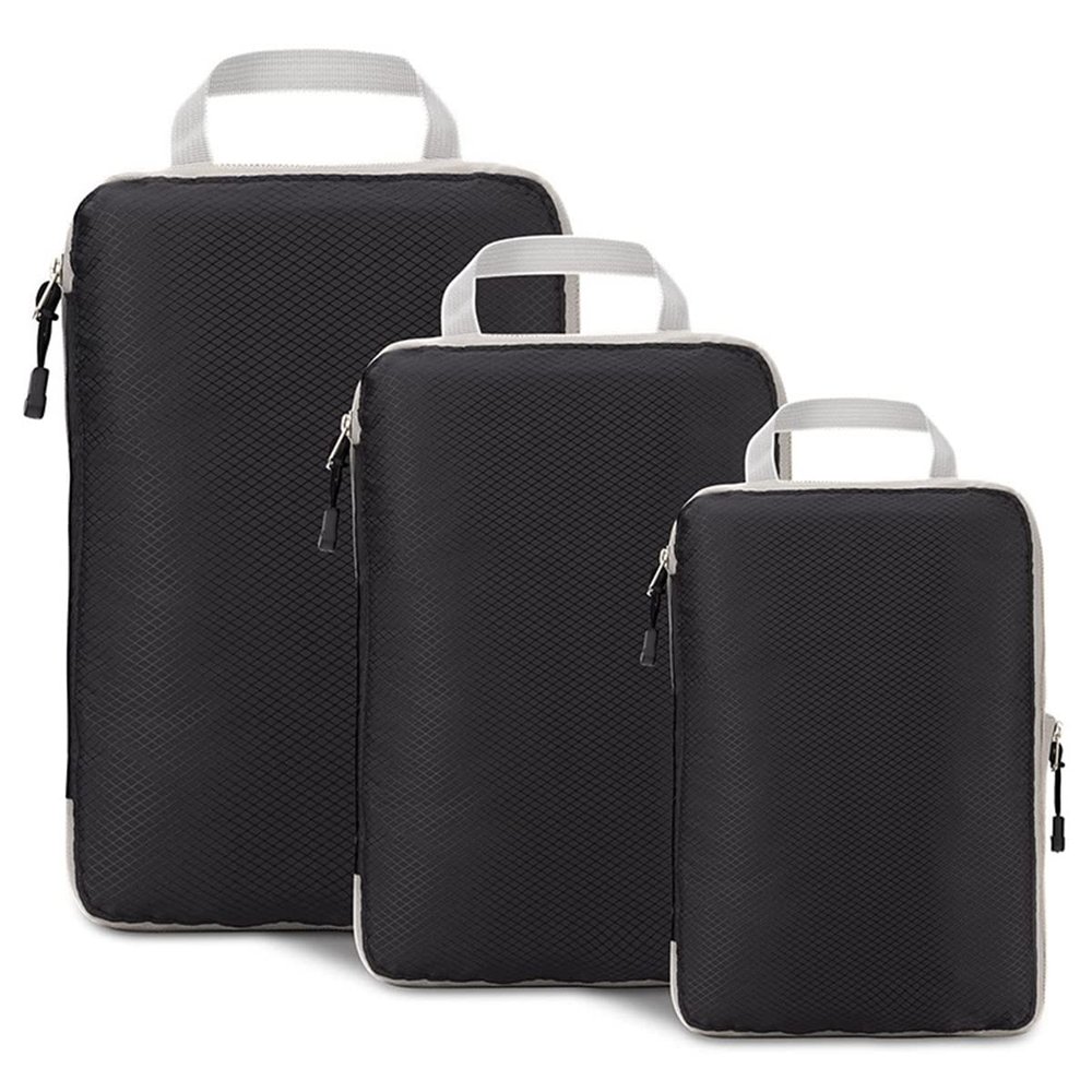 AUXDIQ 3 PCS Compression Packing Cubes Travel Organizer Black