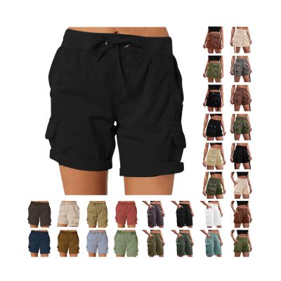XUNRYAN Cargo Shorts Womens Summer Running Athletic Workout Short Cargo Pants Elastic High Waisted Hiking Bermuda Shorts