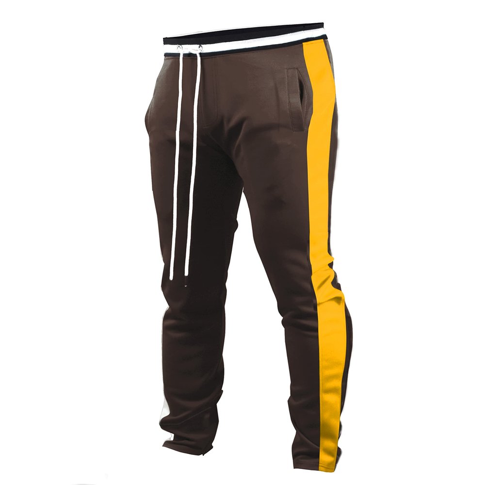 SCREENSHOT Men's Athletic Fitness Slim Fit Workout Track Pants BASIC S41700-Brown-Small
