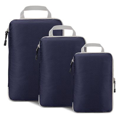 AUXDIQ 3 PCS Compression Packing Cubes Travel Organizer Navy Blue