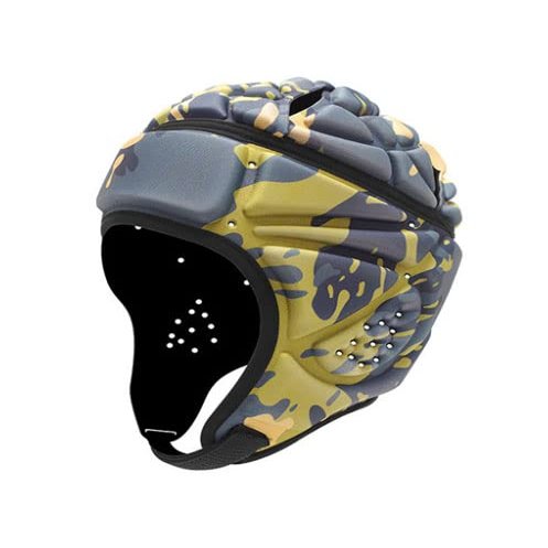 Adjustable Rugby Helmet Soft Padded Football Headgear British Anti-Collision Cap with Chin Strap Soccer Head Protector Cap Flag Football Hockey Headguard Protective Headgear for Adult Youth