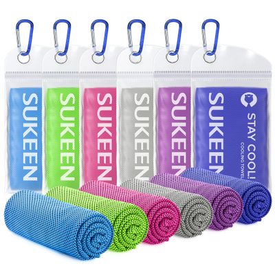 Sukeen Cooling Towels 6 Pack (40"x12"), Cooling Towels for Neck and Face, Quick Dry Sport Camping Cooling Towel, Cold Towel for Hot Weather