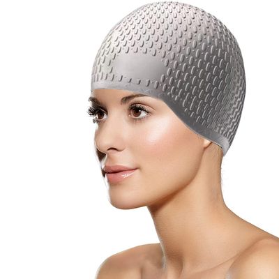 Silicone Swim Cap for Women Men Waterproof Swimming Cap for Long Hair, Braids Water Drop Shape Swim Cap Comfortable Bathing Cap Anti Slip Shower Cap Adult Swimming Head Cover Flexible Bath Cap