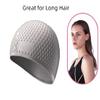 Silicone Swim Cap for Women Men Waterproof Swimming Cap for Long Hair, Braids Water Drop Shape Swim Cap Comfortable Bathing Cap Anti Slip Shower Cap Adult Swimming Head Cover Flexible Bath Cap view 3