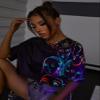 Women's T-Shirt Reflective Figure Graphic Drop Shoulder Tee T-Shirt for womenJIEHUA (Color : Black, Size : X-Large) view 1