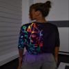 Women's T-Shirt Reflective Figure Graphic Drop Shoulder Tee T-Shirt for womenJIEHUA (Color : Black, Size : X-Large) view 2
