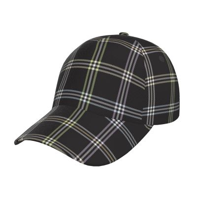 Black Plaid Baseball Cap for Men Women,Adjustable Dad Hat, Vintage Breathable Cotton Wide Brim Snapback Cap Baseball Hat Trucker Hat Summer Hip Hop Hat,Unisex