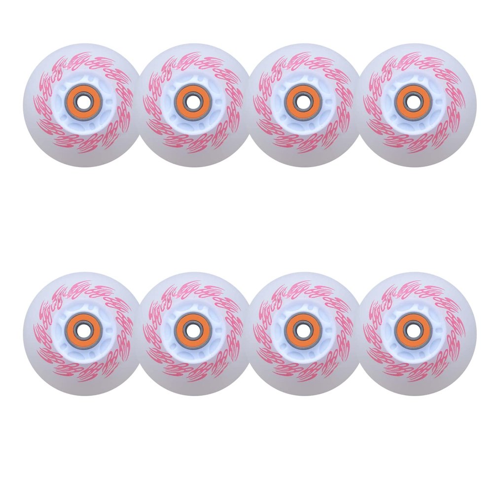 JHKJ 85A Led Light Up Inline Skate Wheels 72mm 76mm 80mm Led Flashing Replacement Inline Skate Wheels with Bearings (Pack of 8),Red,76mm