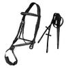 Fancy Soft Lined Bridle with Rubber Rein for Horses Square Raised Double Buckle Leather Horse Halter view 1