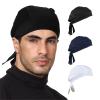 3 Pack Sweat Wicking Do Rag Cooling Beanie Helmet Liner Dew Rag Head Scarf, Bandana, Head Wrap, Motorcycle, Cycling (Black, Blue, White) view 2