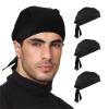 3 Pack Sweat Wicking Do Rag Cooling Beanie Helmet Liner Dew Rag Head Scarf, Bandana, Head Wrap, Motorcycle, Cycling (3 Black) view 1