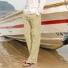 Men's Linen Pants Casual Long Pants - Loose Lightweight Drawstring Yoga Beach Summer Trousers(Khaki, Medium) HQ253 view 4
