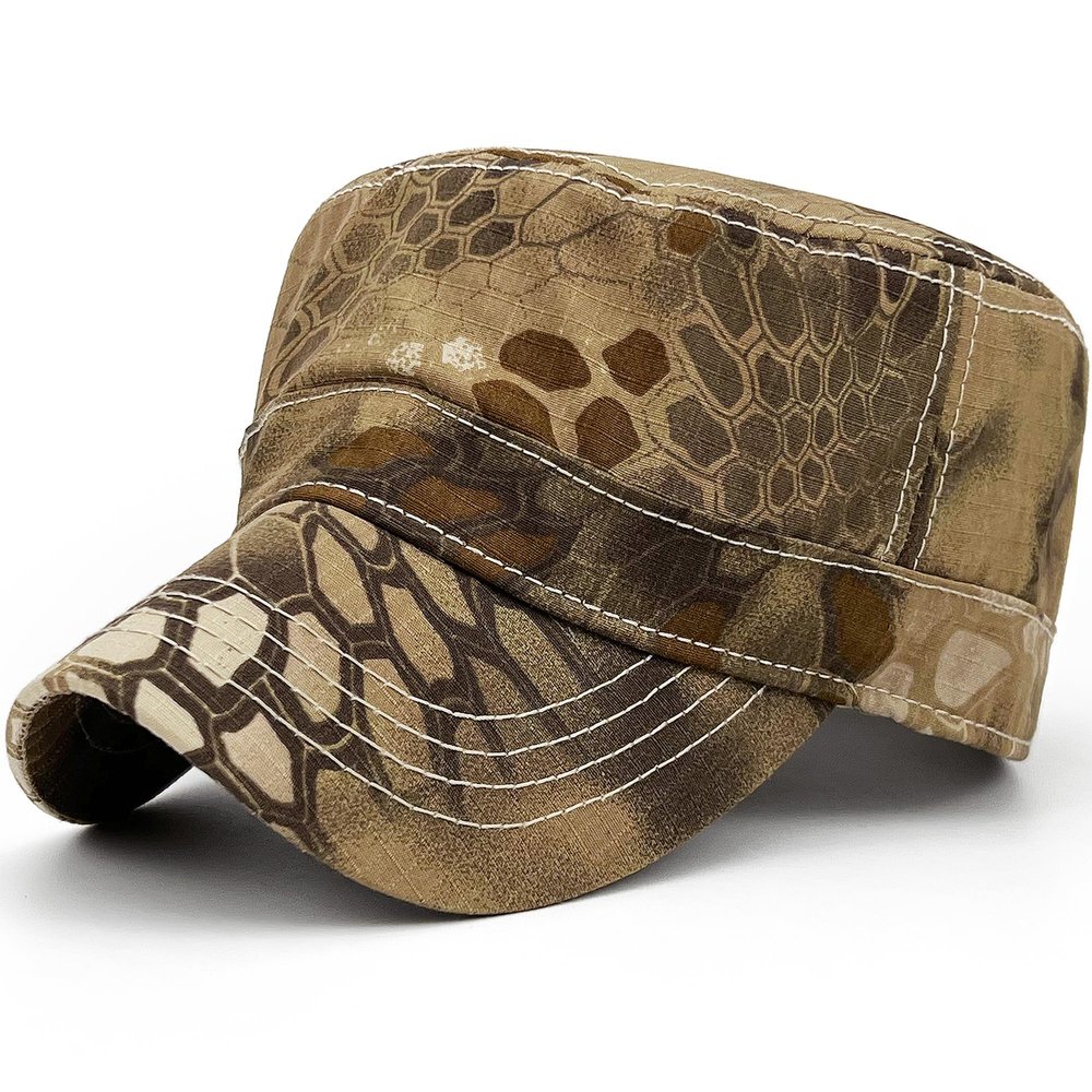 Loneshark Oversize XXL Mens Camo Military Cadet Army Caps Womens Camouflage Quick Dry Flat Top Hat Desert-Camo