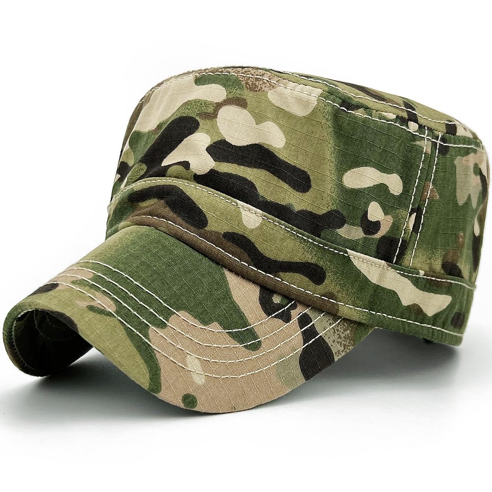 Loneshark Oversize XXL Mens Camo Military Cadet Army Caps Womens Camouflage Quick Dry Flat Top Hat Woodland-Camo