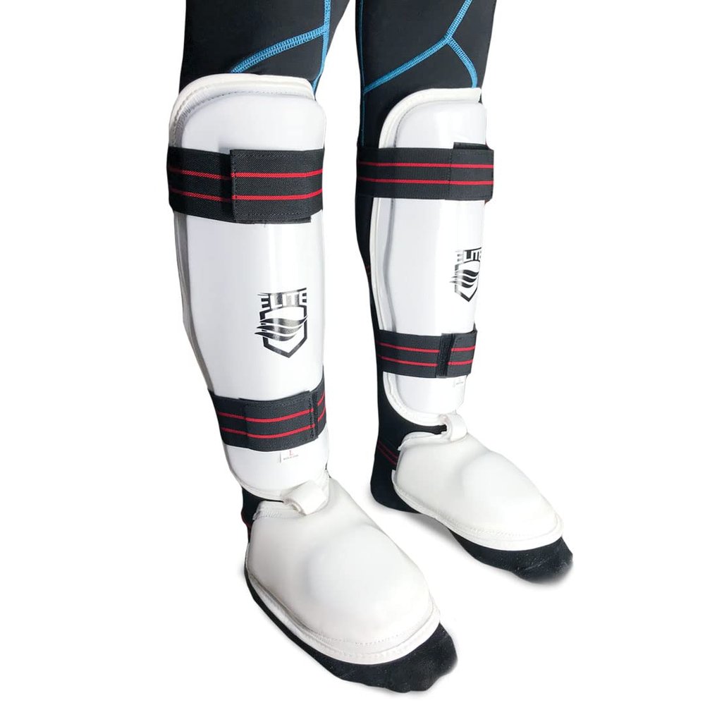 ELITE Taekwondo Shin & Instep Guard for Kids & Adults (TKD Protector) (Large)