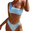 LSCZSLYH Sexy White One Shoulder Bikini Textured Swimwear High Cut Swimsuit Solid Bathing Suit Women (Color : Black, Size : S) view 2