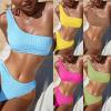 LSCZSLYH Sexy White One Shoulder Bikini Textured Swimwear High Cut Swimsuit Solid Bathing Suit Women (Color : Black, Size : S) view 3