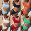 LSCZSLYH Sexy White One Shoulder Bikini Textured Swimwear High Cut Swimsuit Solid Bathing Suit Women (Color : Black, Size : S) view 4