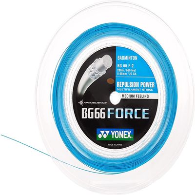 YONEX BG66 Force Badminton String - 200m Reel(Color Option) (Cyan)